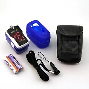 Fingertip Pulse Oximeter with free carrying case, lanyard and protective cover. The Concord Sapphire.