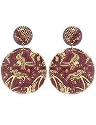 Mercedes Salazar "Enchanted Forest" Ungraved and Resined Hand Made Bird Earrings