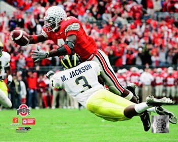 Santonio Holmes - Ohio State / Red Jersey - Licensed Photo by PhotoFile (10x8)