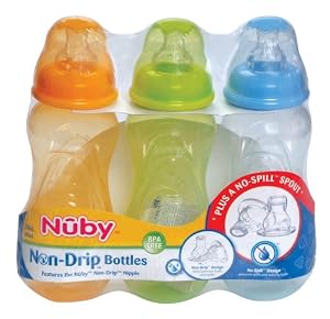 Nuby 3 Pack Tinted Bottle, 10 Ounce, Colors May Vary