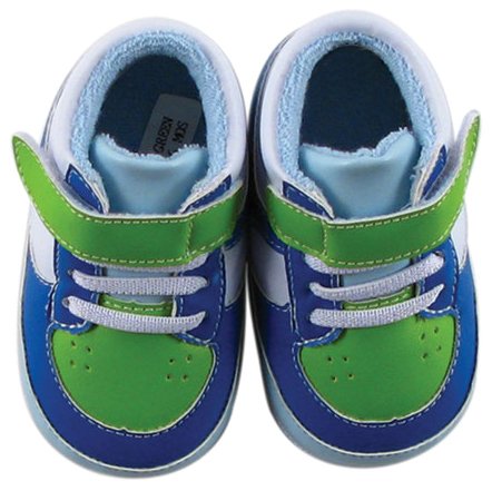 Luvable Friends Basketball Sneaker for Baby, Green-Blue, 0-6 Months