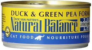 Natural Balance Canned Cat Food, Limited Ingredient Duck and Green Pea Recipe, 24 x 6 Ounce Pack