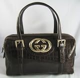 Gucci - Gucci Handbags (Brown) Crocodile Britt Boston Bag 170009