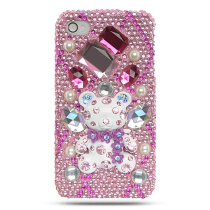 iPhone 4 Full Diamond 3D Hot Pink Bear Case 4S/4 (Verizon/AT&T/Sprint) [Retail Packaging]