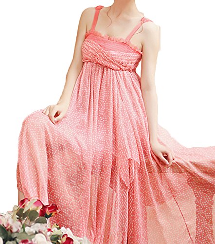 (ディーコッテ)D'Kotte レディース 春 ワンピース ワンピ ロング丈 マキシ ノースリーブ ピンク フリル リゾート ビーチ ドレス neaa214