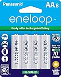 Panasonic BK-3MCCA8BA Eneloop AA 2100 Cycle Ni-MH Pre-Charged Rechargeable Batteries (Pack of 8)