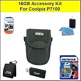16GB Starters Accessory Kit For Nikon Coolpix P7100 Digital Camera Kit Incl ....