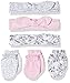 Hudson Baby Unisex Baby Cotton Headband and Scratch Mitten Set, Toile, 0-6 Months