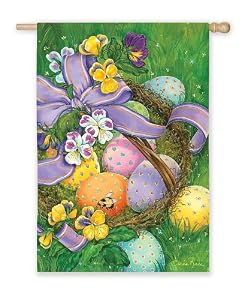 Pansy Easter Basket Silk Reflections Regular Size Flag