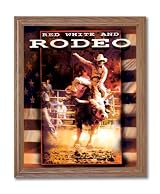 Western Cowboy Red White And Rodeo Bull Rider Home Decor Wall Picture Oak Framed Art Print