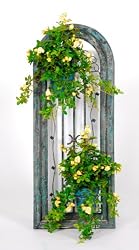 Dark Teal/Black Window Planter with Artificial Yellow Mini Roses