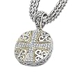 925 Silver & Diamond Round Cross Pendant with 18k Gold Accents (0.26ctw)