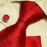 Red Paisleys tie for men handmade discount silk ties cuff links handkerchiefs gift box set H5104
