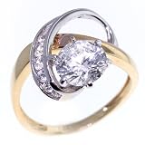SAVE 72% Diamond Cut Signity Stone Cubic Zirconia in 14K Two Tone, Yellow & White Gold Ring by Designer Michael Valitutti - OVERSTOCK Clearance Sale!