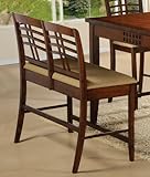 IMAGE OF Counter Height Bench with Lattice Design Rich Walnut Finish