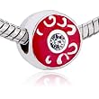 Red Drip Pattern Beads Fits Pandora Charm Bracelet