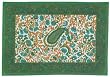 100% Cotton Colorful Handblock Printed Green and Blue Placemats Set of Six