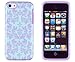 DandyCase 2in1 Hybrid High Impact Hard Sea Green Flower Pattern + Purple Silicone Case Cover for Apple iPhone 5C Screen Cleaner