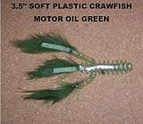 3.5 Soft Plastic Crawfish - (10 Pack) Motor Oil Green with various tail colors