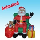 4 Foot Animated Christmas Inflatable Santa Claus in Green Chair