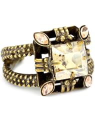 Sorrelli "Raw Sugar" Crystal Geometric Adjustable Goldtone Ring