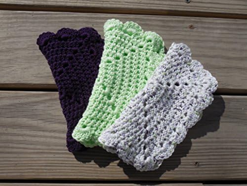 Crochet Dishcloth or Washcloth, Limedot Variegated, Purple and Pistache 100% Cotton Clothes, Eco-friendly, Set of 3