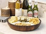 Wood Serving Tray Five Section Ceramic Lazy Susan