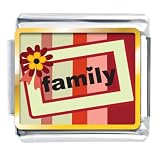 Family Flower Frame Italian Charms Bracelet Link
