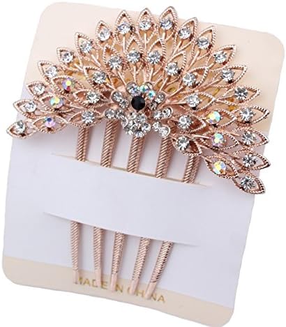 Inspiredbyfashionista Beautiful Peacock Crystal Stud Hair Accessories Side Combs for Women White