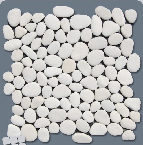 WHITE RAPIDS PEBBLE Tumble Mosaic Tiles Meshed on 12 x 12 Sheets for Flooring, Backsplash, Walls