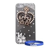 Matek: HOT Handmade Rhinestone Gold Pearl Crown iPhone 5 Diamond Case, Cover (Gold)