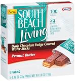 South Beach Living Dark Chocolate Fudge Covered Wafer Sticks, Peanut Butter, 3.9-Ounce Boxes (Pack of 6)