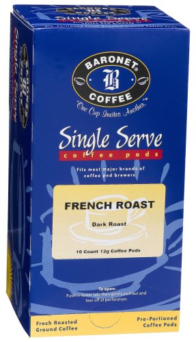 Baronet Coffee French Roast Mega Coffee Pods, 16-Count Boxes (Pack of 4) by Baronet Coffee
