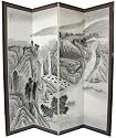 Asian Décor & Gifts - 72" x 72" Misty Mountain Chinese Brush Art Floor Screen Room Divider