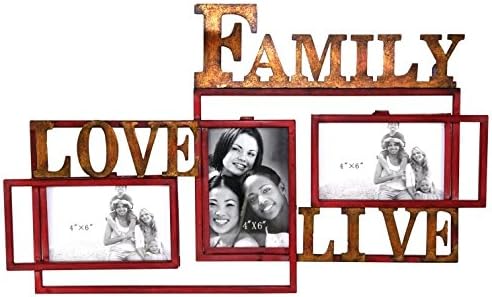 River Cottage Gardens J12813-Bhups Metal Family Love Live Picture Frame With 3 Openings