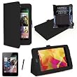 Black Retail Packed Executive Multi Function Standby Case with Built-in Magnet for Sleep / Wake feature for the Google Nexus 7 Tablet - Updated Version (8GB,16GB,32GB Wi-Fi or 32GB 3G HSPA+) + Screen Protector + Stylus Pen (Available in Mutiple Colors)