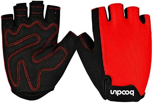 SMQ Red Cycling Gloves Mountain Bike Gloves Anti-shocking Fingerless Mitts XL