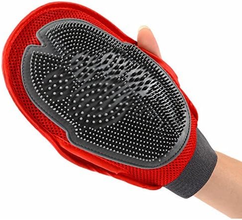 Two-sided 2-in-1 Grooming Glove Hair Remover Bath Brush for Shedding Massager for Dog &amp; Cat