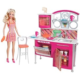 Barbie - T8014 -  Mobilier de Poup�e - Poupee Barbie + Mobilier de Luxe -  Cuisine