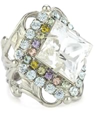 Sorrelli "Running Water" Starburst Crystal Antique Silver-Tone Adjustable Ring