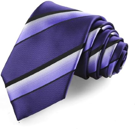 COLORU Impact Big Striped 57'' inches Microfiber Formal Men's Neck Tie Suits Necktie (White Purple Black)