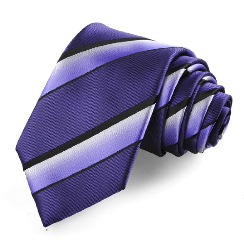 COLORU Impact Big Striped 57'' inches Microfiber Formal Men's Neck Tie Suits Necktie (White Purple Black)