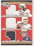 2008 Topps Rookie Progression Game Worn Jerseys Triple Gold #PTRBAF Colt Brennan/ Erik Ainge/ Joe Flacco - Baltimore Ravens - Football Rookie Card (RC) (Piece of Authentic Jersey - Serial #d to 25) NFL Football Trading Card