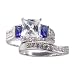 Sterling Silver Rhodium Cubic Zirconia Ring and Wedding Band