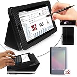 Google Nexus 7 Tablet Case - Black Carbon Fibre Print PropUp Stand Case Cover with integrated stand function and magnetic sleep sensors (Fits all Nexus 7 versions - 8GB, 16GB, 32GB Wi-Fi & HSPA+). With 2 x Screen Guards Included & BONUS: G-HUB ProPen Stylus