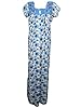 Indiatrendzs Women's Cotton Nighty White Blue Floral Printed Maxi Dress Sleepwear