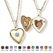 PalmBeach Jewelry Goldtone Birthstones Simulated Heart Locket- March- Simulated Aquamarine