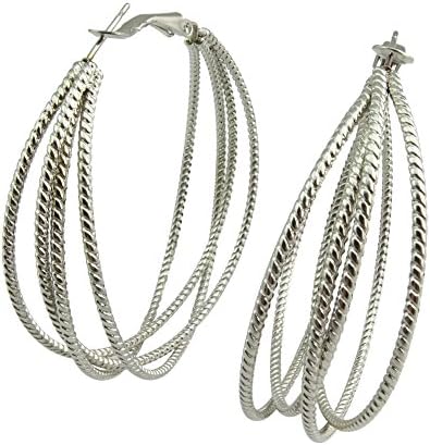 Morning Style 316L Stainless Steel 50MM Multi-circles Hoop Earrings Best Gift for Mother's Day