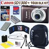 Cheap Canon PowerShot SD1300IS 12 MP Digital Camera (Brown) + 16GB Deluxe Accessory Kit