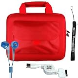 Premium anti-slip high quality Hard Nylon Cube Case with Pocket for Apple iPad 3G tablet / Wifi model 16GB, 32GB, 64GB. Apple iPad Accessories+ Includes a 4-inch eBigValue (TM) Determination Hand Strap + Retractable Hotsync Usb Data Cable for Apple Ipad + Fashion Earbud Headset Headphones 3.5mm In-Ear Stereo ( Blue )